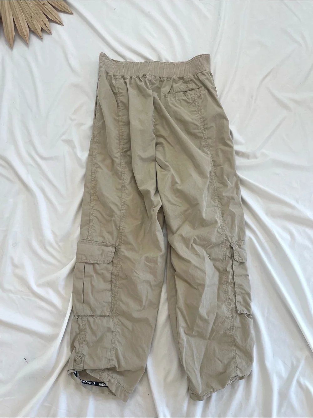 Free People FP Movement Mesmerize Me Clay Taupe Khaki Barrel Leg Cargo Pants